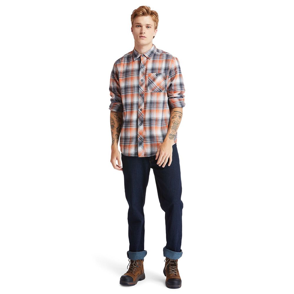 Camisa Timberland Argentina Hombre - Pro® Woodfort Midweight Flannel Work - Naranjas - AXUDGS-412